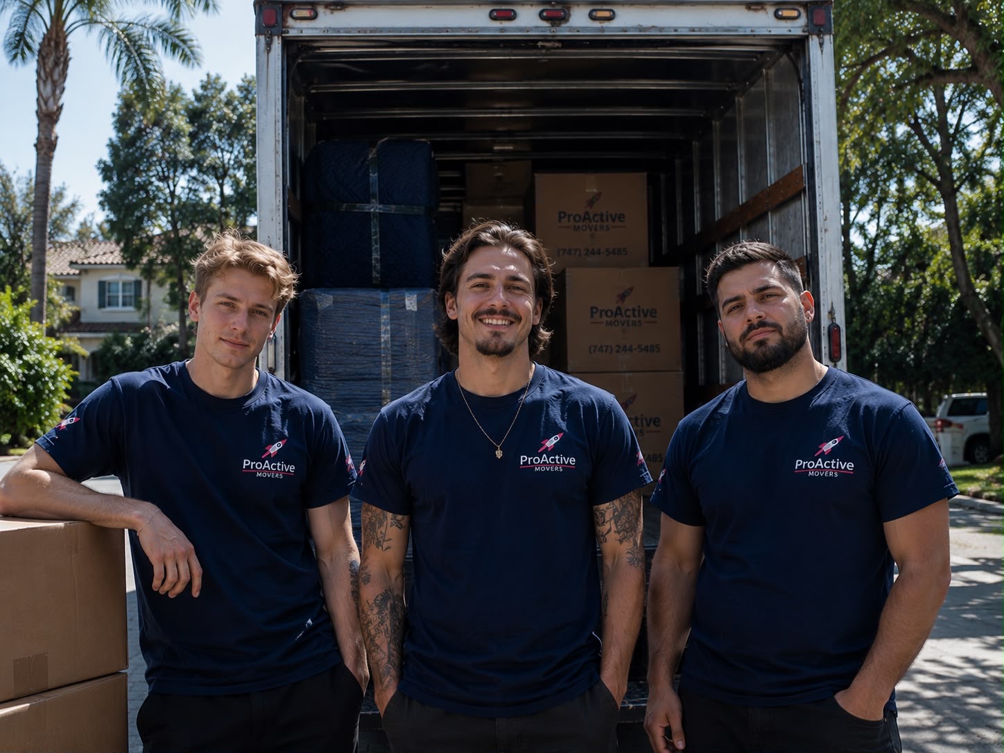 ProActive Movers professional crew with moving trucks