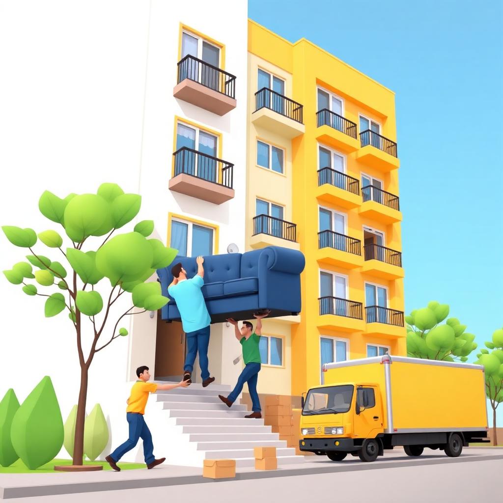 Cartoon illustration: Apartment Moving