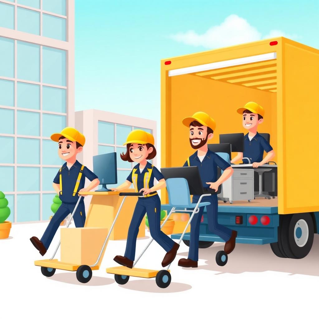 Cartoon illustration: Commercial Moving